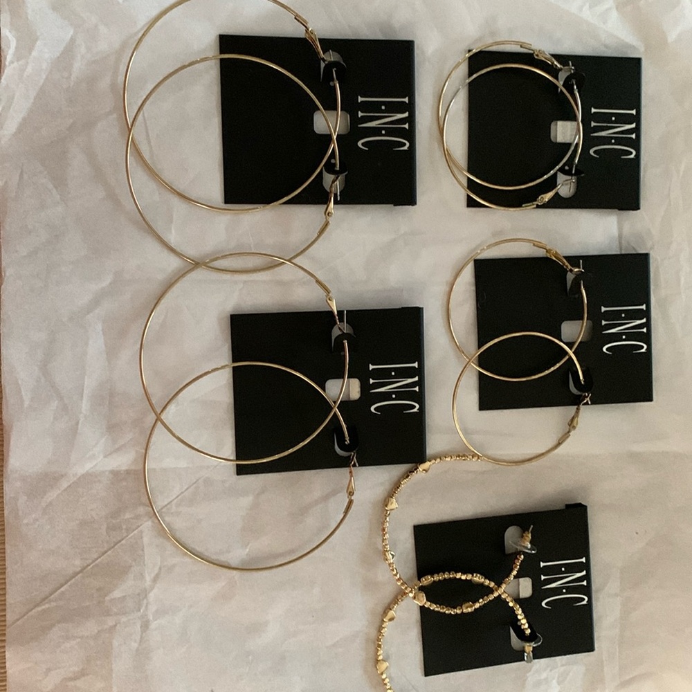 Five Pair of hoop earrings